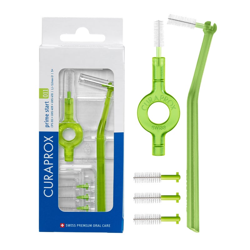 CURAPROX CPS 011 برايم يبدأ مع 5 CPS 011 + حوامل UHS 409 و UHS 470 باللون الأخضر الليموني + أغطية - Image 1